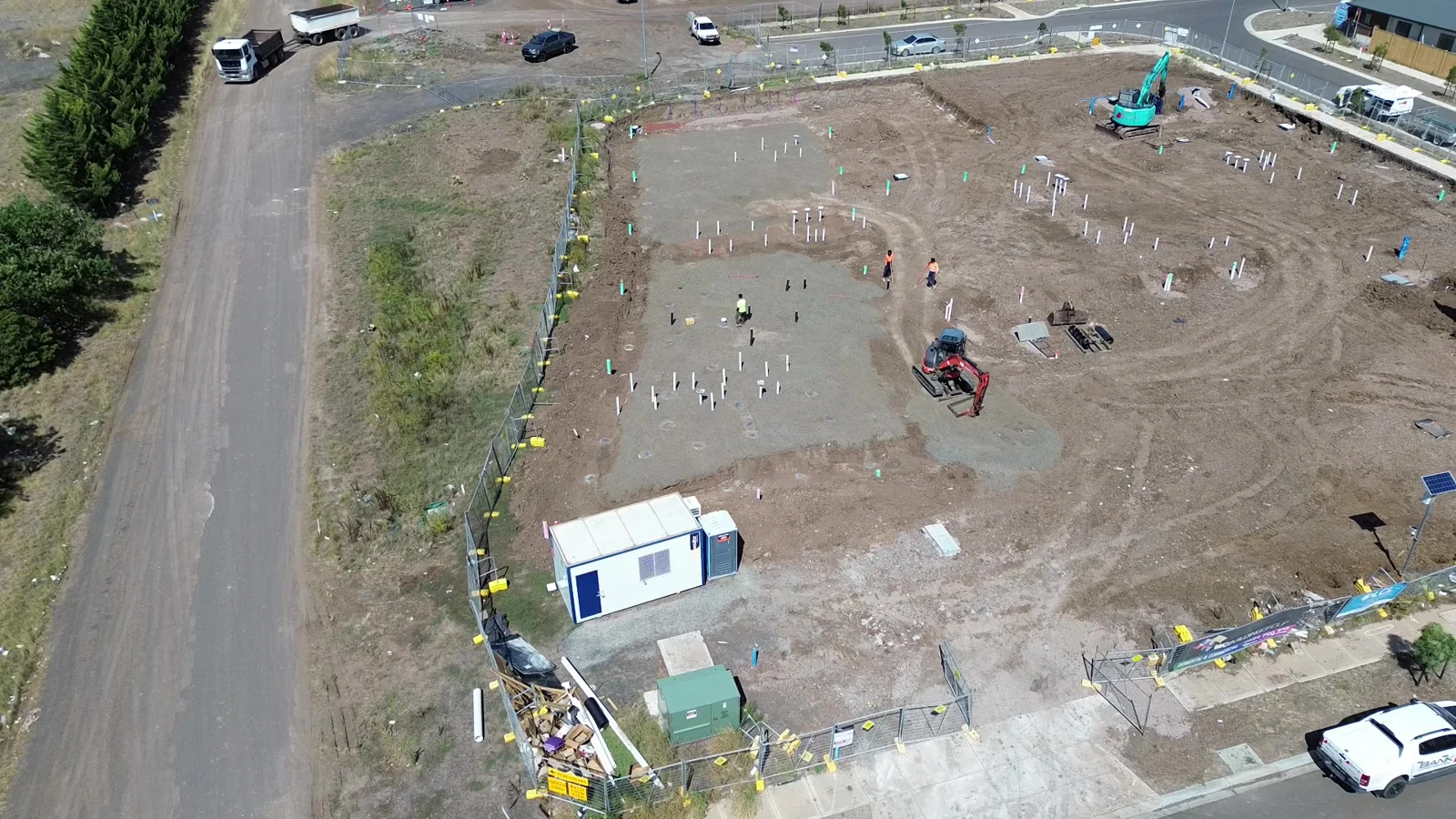 Early site preparation and machinery at the Sunbury childcare development