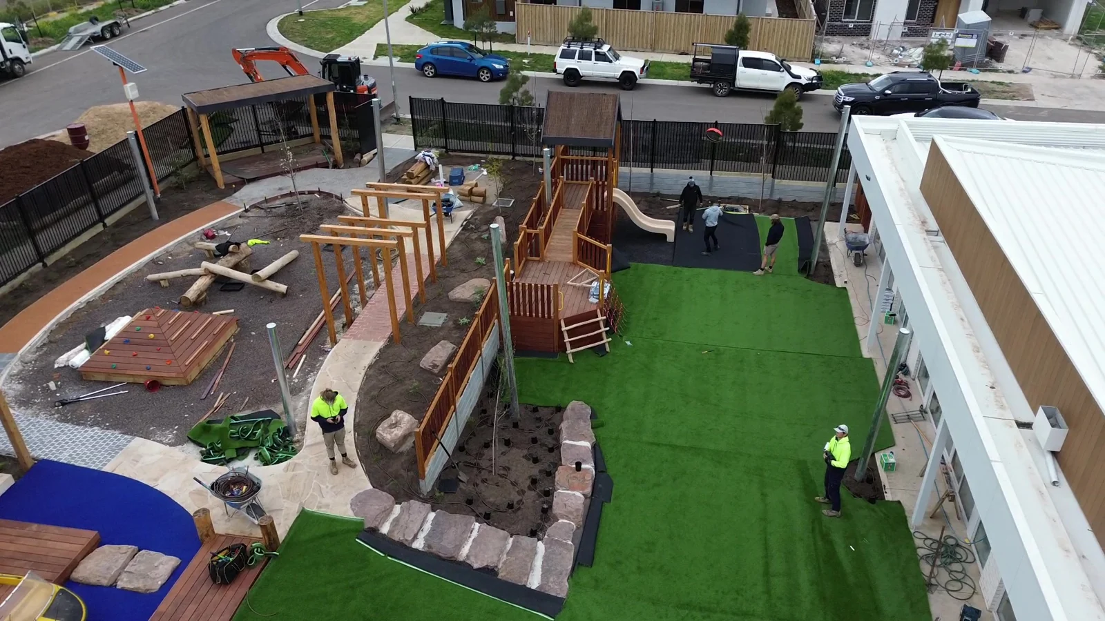 Play area and perimeter fencing at the Sunbury childcare centre
